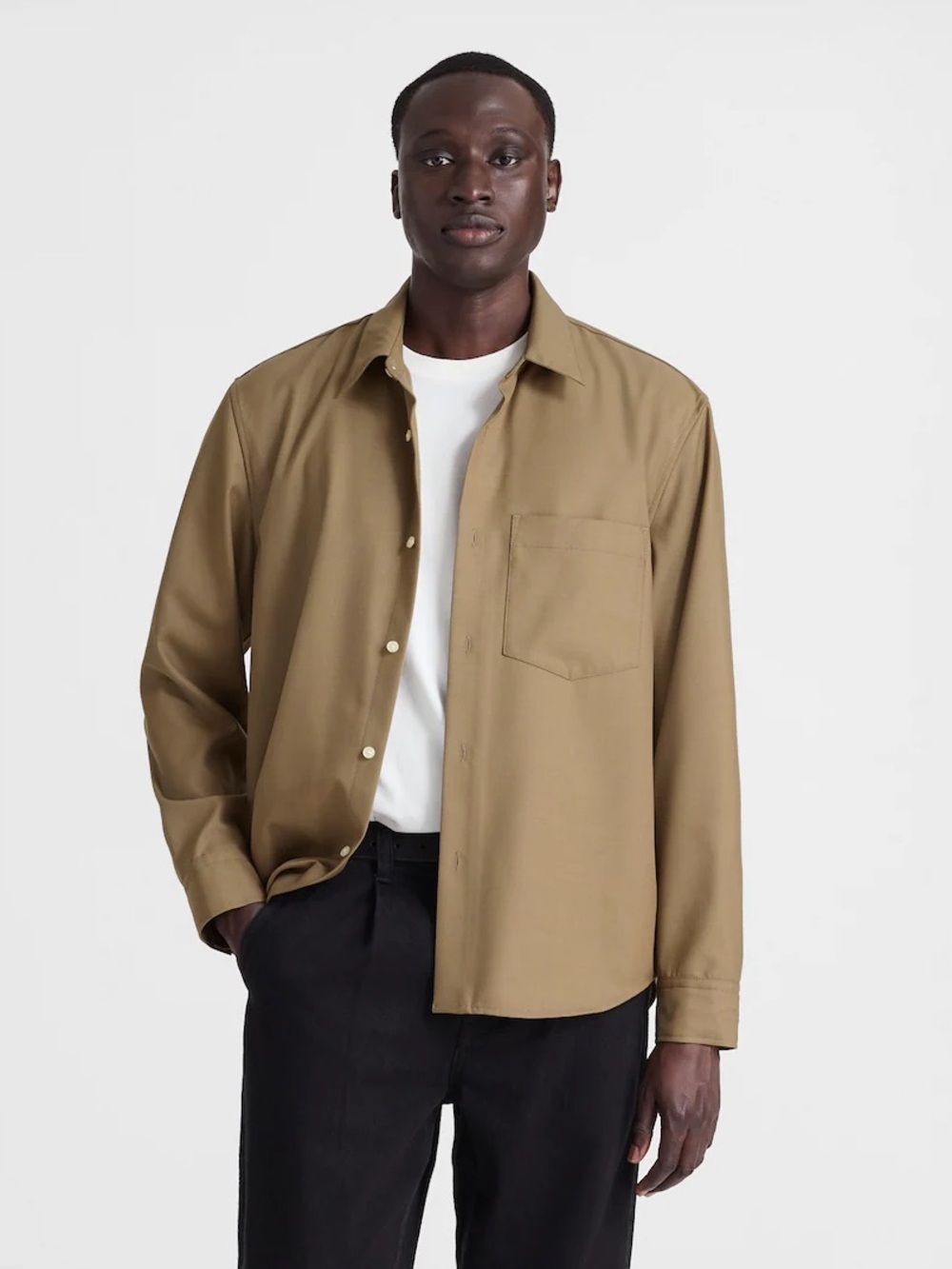 Madewell Twill Button-Up Shirt in Wool Blend